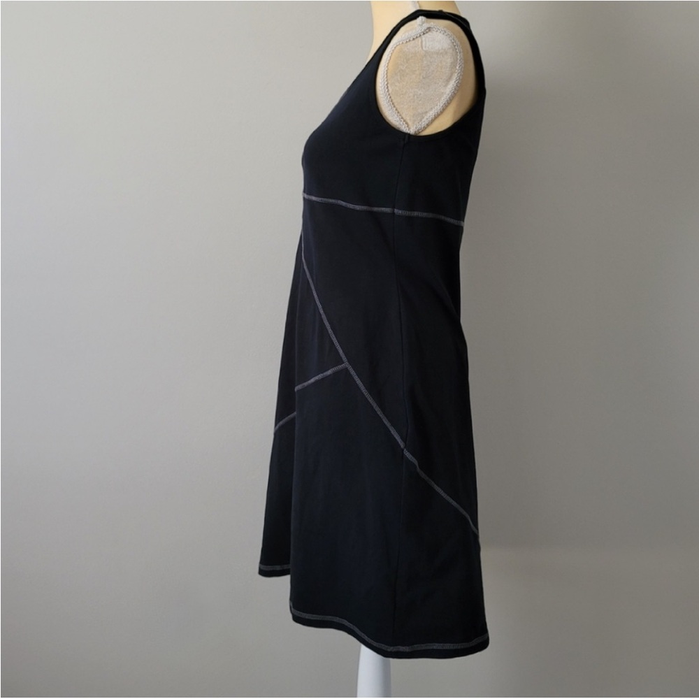 ATHLETA Black Organic Cotton Jersey Knit Sleeveless Tank Dress, hidden pocket, M - Picture 3 of 11